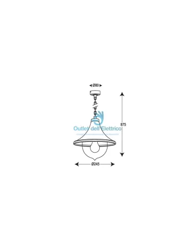 Flacon moderne Poliplast 400409NE + chaînette e27 60w silvia